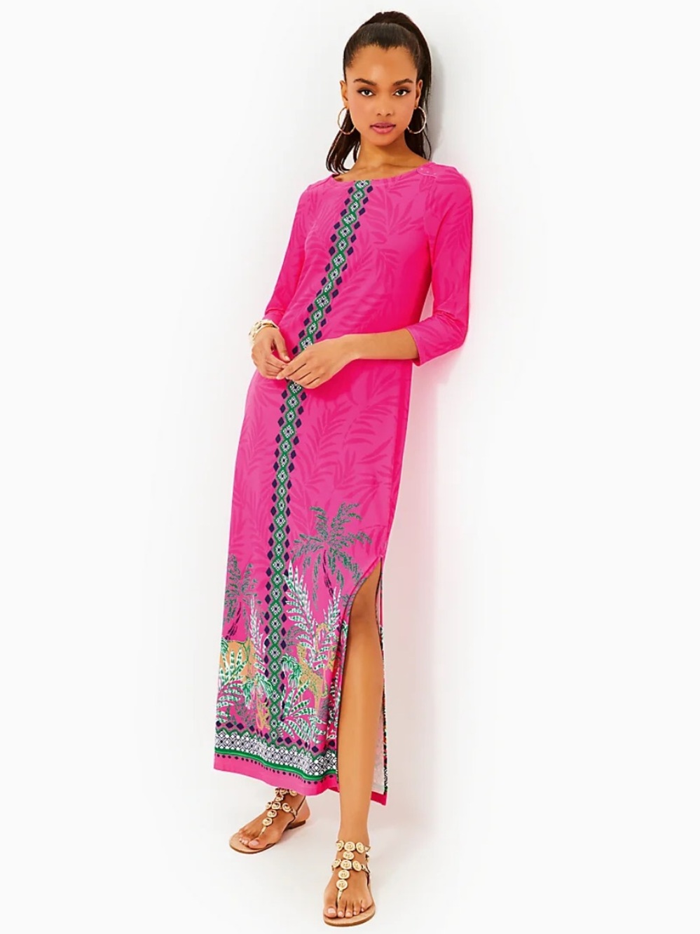 Lilly Pulitzer Seralina UPF 50+ Maxi Multi Wild Side Engineered ChillyLilly M